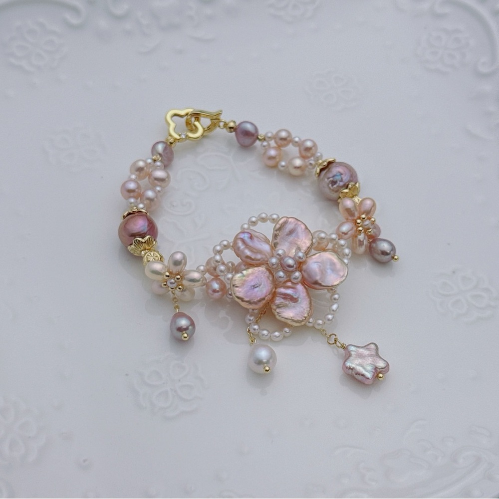 26B179 Handmade Premium Quality Freshwater Baroque Pearl Bracelet 2in1 - Picture 2 of 10